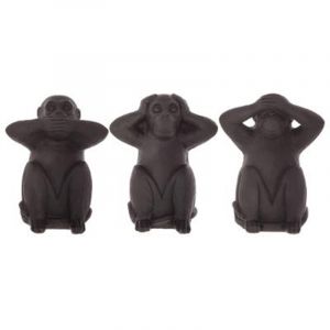 Image de Lot de 3 Statues Singes "Sagesse" 24cm Noir "