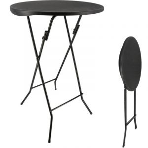 Table mange debout pliable - Diamètre 80cm H110cm - Table haute pliante de bar - Plateau résine Structure Acier - Noir