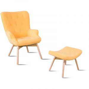Fauteuil scandinave jaune bouclette - Stockholm