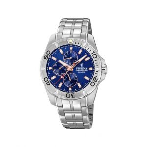 Image de Festina Montre F20445-5 - Multifonction acier quartz cadran bleu index roses et bracelet acier