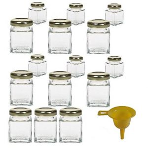 Image de Viva Haushaltswaren Lot de 15 mini pots 50ml pour confiture ou marmelade avec entonnoir jaune 18644