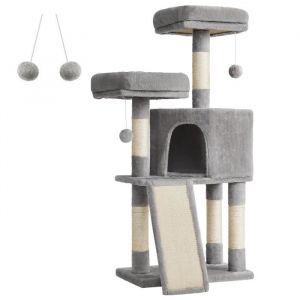 Feandrea - Arbre à chat, Tour poteaux à gratter 115 cm, Gris Clair