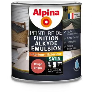 Image de Alpina Peinture Alkyde émulsion 0,5L Satin | Finition: Satinée - Couleur: Rouge brique