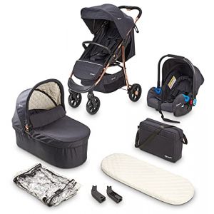 Image de BabyGO Poussette combinée 3 en 1 Black Or rose