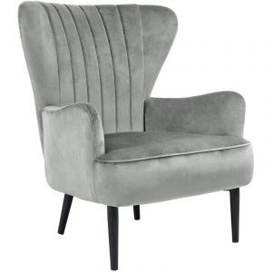 Arthur Fauteuil à oreilles Fauteuil relax Moderne Rembourré Velours Gris - Svita