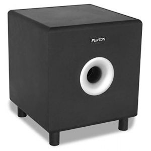 Skytronic SHFS08B caisson de basses actif woofer 20 cm (max. 200 w, entrée rCA stéréo-noir