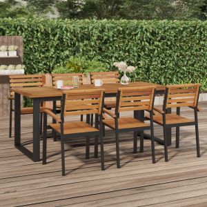 VidaXL Table de jardin et pieds en forme de u 200x90x75 cm bois acacia n/a