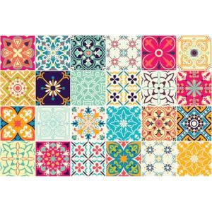 Ambiance Sticker Muraux Carrelages Adhésif pour Cuisine et Salle de Bain Carreaux de Ciment Azulejos Agostina - 24 Stickers de 40 x 40 cm