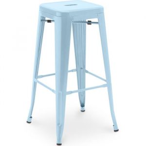 Privatefloor Tabouret de bar - Design industriel - 76cm - Nouvelle édition- Stylix Bleu clair