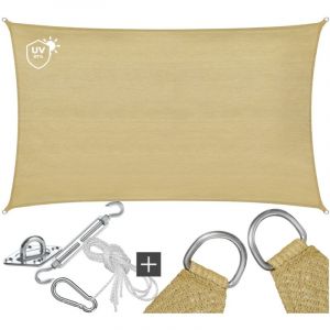 TecTake Toile d'ombrage rectangulaire Sunny - 4 x 6 m - Toile d'ombrage extra robuste en HDPE 185 g/m&sup2; - Protection UV 50+ - R&eacute;sistant aux intemp&eacute;ries et &agrave; la d&eacute;chirure - Parasol pour jardin, balcon, terrasse - Parasol avec mat&eacute;riel de fixation - Couleur