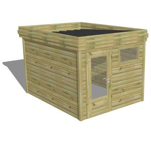 ABRI DE JARDIN bois Pin traité autoclave 27mm - 2,64x3,44m / 9m2 - Bac acier - Abri Français