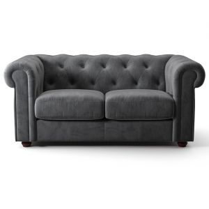Image de Guy Laroche Canapé 2 places zaka toucher Velours gris - 181x90x71 cm