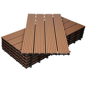 Ecd Germany WPC carreaux de sol 60x30cm 1m² aspect de bois jardin piscine patio marron clair