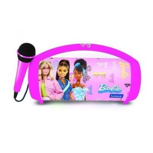 Lexibook Barbie, Enceinte Haut-Parleur sans Fil Lumineuse avec Micro, Son st&eacute;r&eacute;o, Fonction karaok&eacute;, Ports USB et Carte SD, Batterie Rechargeable, Poign&eacute;e de Transport, Rose, BTP585BBZ
