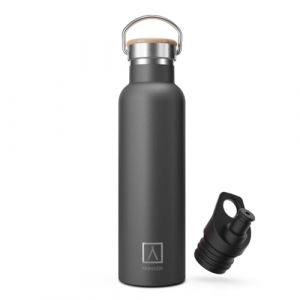 Numada-Bouteille thermique en acier inoxydable de 600ml, avec double paroi sous vide et revêtement en céramique noire, 0,60l