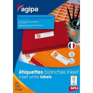 Agipa 102497 - 2400 &eacute;tiquettes blanches jet d'encre, format 70 x 35 mm (100 feuilles / cdt)