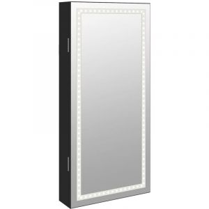VidaXL Armoire à bijoux avec miroir et éclairage LED mural noir