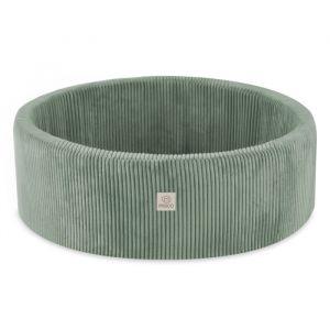 Piscine à Balles pour Bébé Enfants Chambre des Enfants MISIOO Ronde Velours Côtelé Vert Sans Balles 90x30 cm