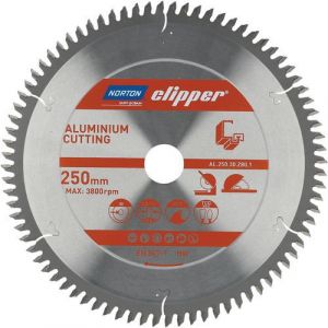 Clipper Norton lames pour scies circulaires / scies sur table, aluminium 250x30 80Z