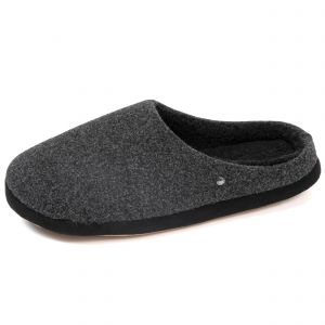 Isotoner Chaussons mules Homme Noir feutrine chinée