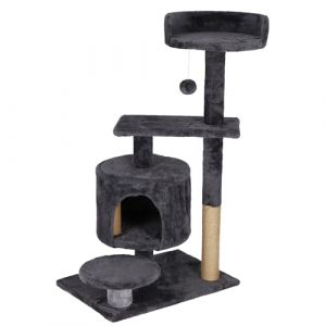 Arbre à chat - Springos - 4 niveaux - Maison en peluche - Poteaux en sisal - 87 cm