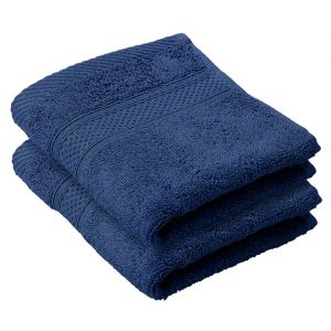 De Witte Lietaer STEPHANIE - Lot de 2 serviettes Invit&eacute;s 30x50 cm - 100% coton peign&eacute; - Coloris Bleu Indigo - 540 g-m&sup2;