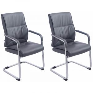 CLP Lot de 2 Chaises Cantilever xxl Anubis en Similicuir avec accoudoirs gris