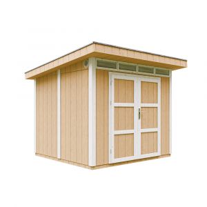 Abri de jardin à base de bois en panneaux LP SmartSide 6 m² - Abri de jardin avec sol et tuiles bitumineuses L294xL279xH237 cm - Abri de jardin Timbela M903A- Couleur de peinture HARVEST HONEY