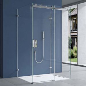 Cabine de douche rectangulaire pour un seul mur 100X130X195 paroi de douche Ravenna17-2UK en forme u verre transparent - Transparent - Sogood