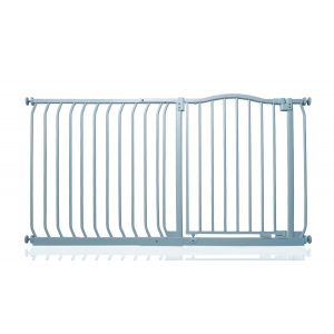 Safetots Barrière De Sécurité Supérieure Avec Design Courbé, Barrière De Sécurité À Pression Pour Escaliers, Portes, Couloirs Et Espaces Pour Bébés, 134cm - 143cm, Couleur Gris Mat