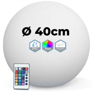 Europalamp Bola led luminosa multicolor 40 cm inalámbrica hecha de polietileno grueso