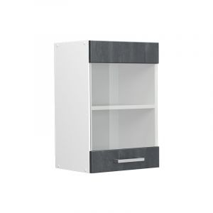 Meuble de cuisine haut vitré R-Line, Béton noir, 40 cm Vicco
