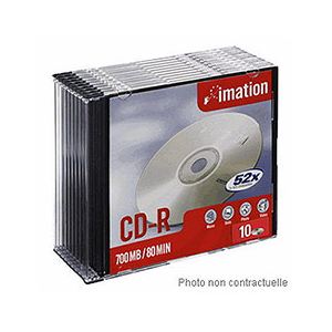 Imation i19001 - Pack de 10 CD-RW 80mn 700mb boitier ultra plat