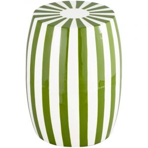 Table d'appoint. bout de canapé. table de chevet acier émaillé. vert et blanc Ø35 x H 46cm - Mizzy