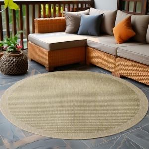 Carpetsale24 Tapis d'ext&eacute;rieur Robuste, r&eacute;sistant aux intemp&eacute;ries et aux UV, pour Balcon, terrasse, Jardin d'hiver, Cuisine ou Salle &agrave; Manger, Tapis Uni Vert 200 cm Rond