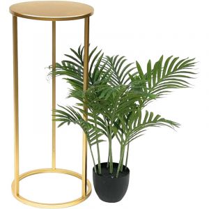 Tabouret pour fleurs M&eacute;tal dor&eacute; Rond 70 cm Support pour fleurs Table d'appoint 96510 l Colonne pour fleurs Moderne Support pour plantes Tabouret pour
