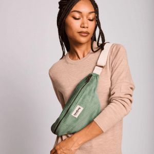 Sac banane Olivia 32 cm Velours Vert d'Eau