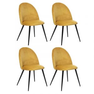 Image de Atmosphera Chaise en velours Slano jaune moutarde - Jaune moutarde