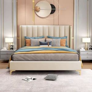 MEUBLER DESIGN Lit Design Contour Or Avec Sommier Diana, Style, 215 x 170 x 140 cm