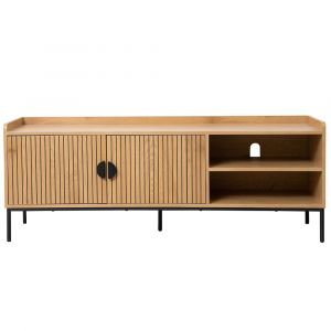 Oviala Meuble TV en acier et MDF décor mélaminé 150 cm beige