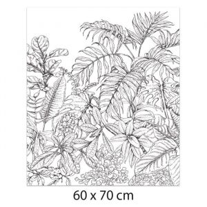 Cr&eacute;dence cuisine adh&eacute;sive autocollante feuillages s Noir et blanc - 60 x 70 cm &ndash; Id&eacute;al fond de hotte