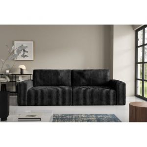 Meublesline Tendencio - Canap&eacute; d'angle convertible brigia 3p avec accoudoir Noir