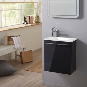 Image de Planetebain Meuble lave-mains pour wc gris anthracite original avec robinet eau froide