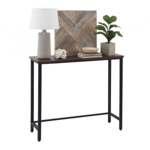 Relaxdays Table Console (H x l x P) : 75 x 75 x 24 cm, Table de Rangement Industrielle, pour Couloir et Salon, en métal et MDF, Marron/Noir