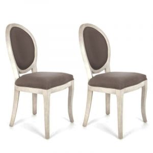 Image de Lot de 2 Chaises Médaillon "Cléon" Taupe & Gris Prix