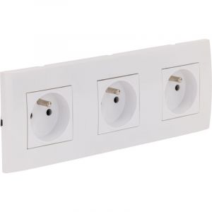 Zenitech Triple prise encastrée + plaque de finition Kalya - Blanc