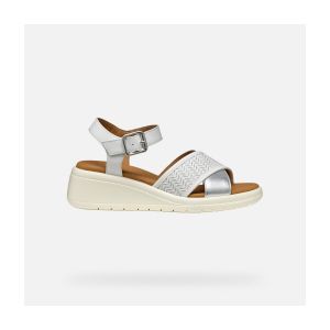 Geox Femme D MELICONIA G Sandale compensée, White, 36 EU
