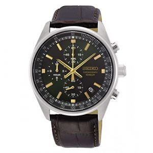 Seiko Montre Analogique SSB385P1 - Noir - Etanchéité 5 Atm - Quartz - Verre minéral