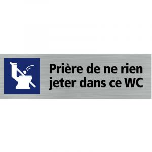 Signaletique.biz France - Pictogramme ne rien jeter dans ce wc (Q0129). Signalisation Porte - 170 x 50 mm - Autocollant souple ou plaque alu brossé