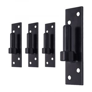 4 Gonds sur platine, Noir, Diamètre 14 mm, Acier, pour Volet Battant Bois ou pvc